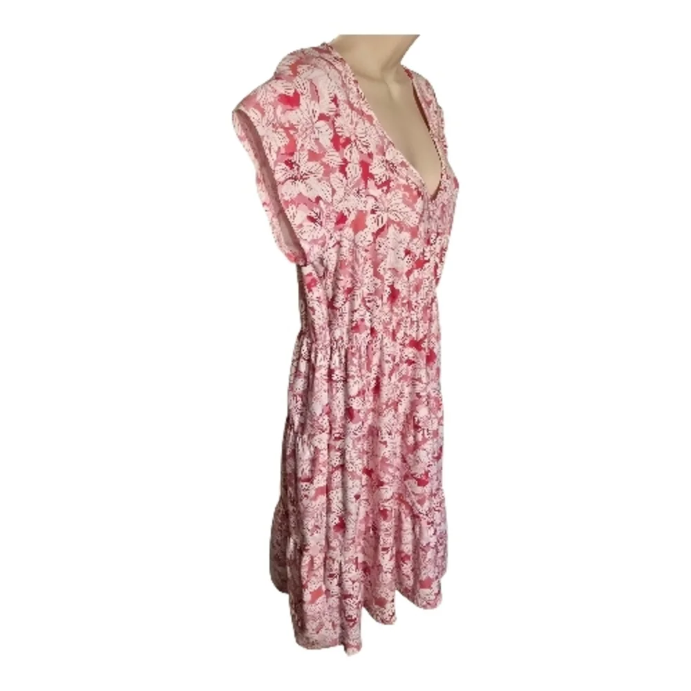 NOBO No Boundaries Pink Floral Tiered Mini Dress L (11-13) V-Neck Casual - Picture 3 of 15